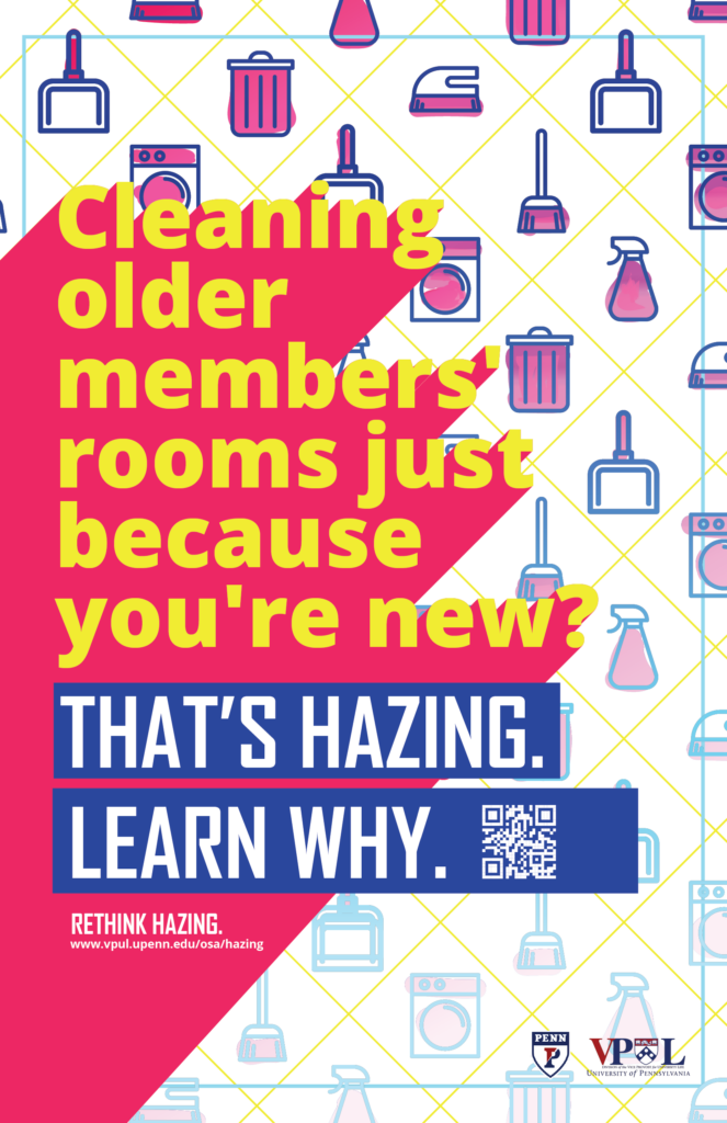 Poster with text about cleaning older members rooms