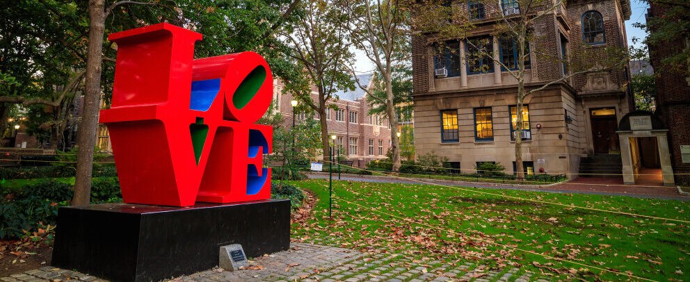 The Love Statue on Penn Campus